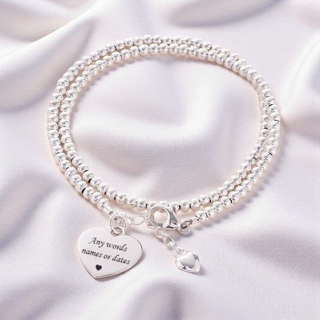 Friendship Bracelet Silver Beaded Name Bracelets Double Wrap