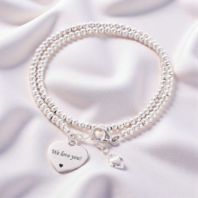 Double Wrap Personalised Silver Friendship Bracelet Jewels Girls