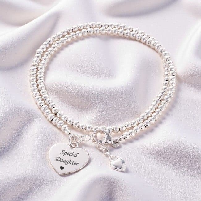 Double Wrap Personalised Silver Friendship Bracelet Jewels Girls