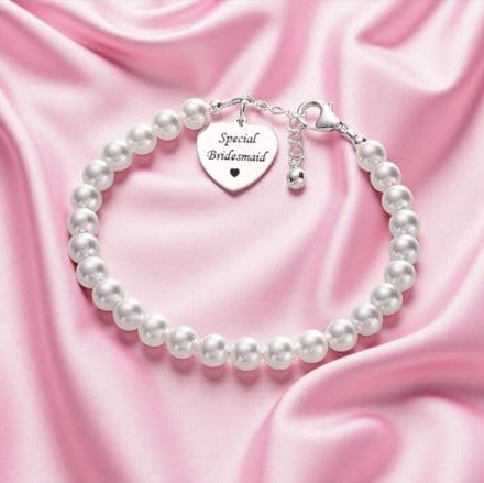 Elegant Pearl & Silver Bracelet for Bridesmaid or Flower Girl
