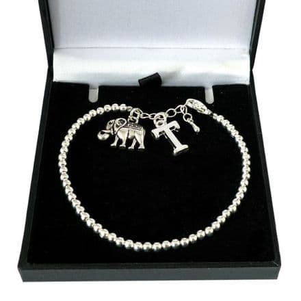 Elephant Bracelet with Letter Charm