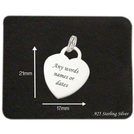 Engravable Heart Charm Ref ch65 21mm x 17mm