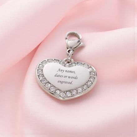 Engravable heart with Crystals on Clasp 23 x 18mm
