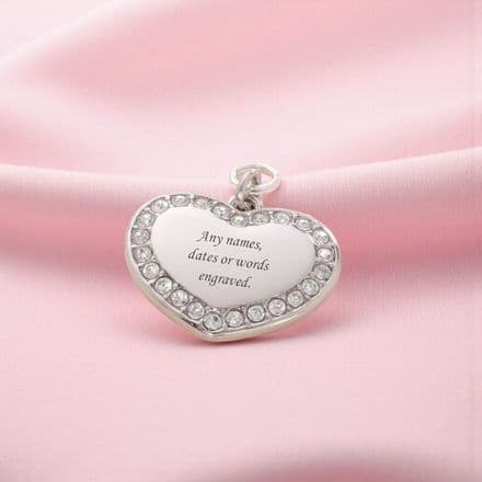 Engravable heart with Crystals on Split Ring 23 x 18mm