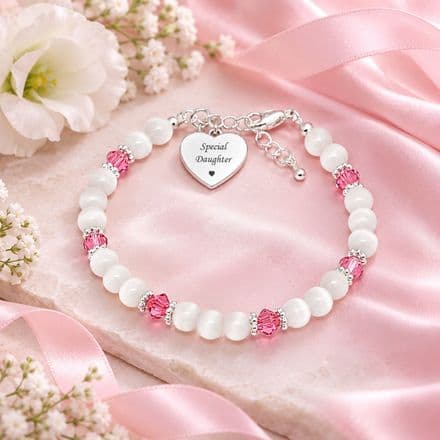 Engraved Birthstone Bracelet for Daughter