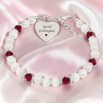 Engraved Birthstone Bracelet for Goddaughter