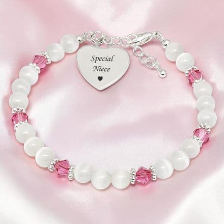 Engraved Birthstone Bracelet for Niece