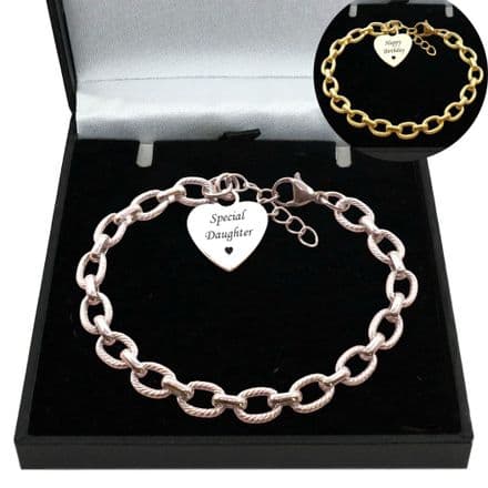 Engraved Bracelet in Silver or Gold Chain. Personalised for Girls and Women