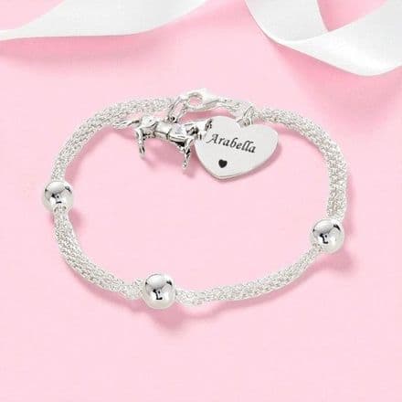 Engraved Bracelet with Horse, Sterling Silver