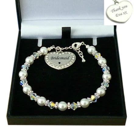 Engraved Bridesmaid or Flower Girl Bracelet in Gift Box