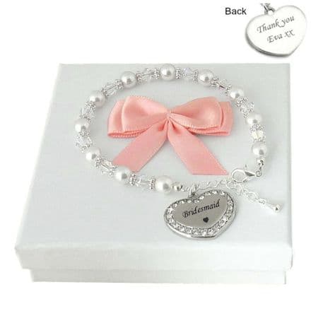 Engraved Bridesmaids Bracelet or Flower Girl Bracelet