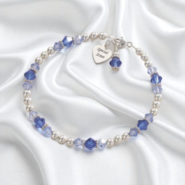 Engraved Charm Crystal Bracelet for Niece, Sister etc| Jewels 4 Girls