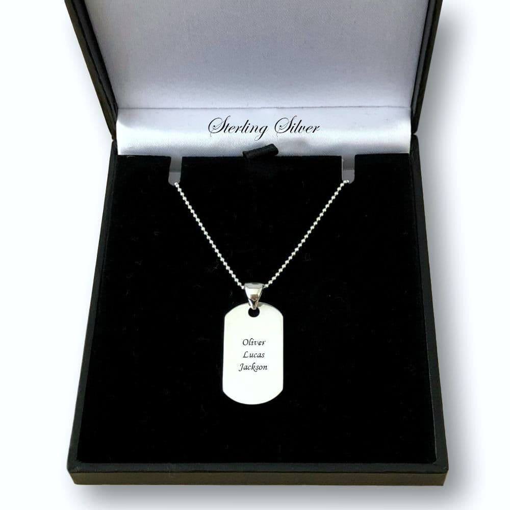 Sterling Silver Customized Dog Tags Necklaces Men's Initial Dog
