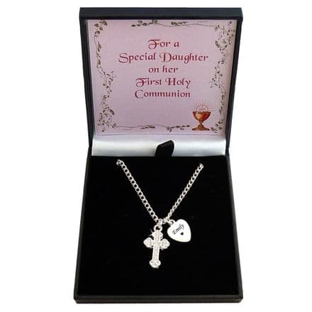 Engraved First Holy Communion Necklace. Gift for Special Granddaughter, Goddaughter..
