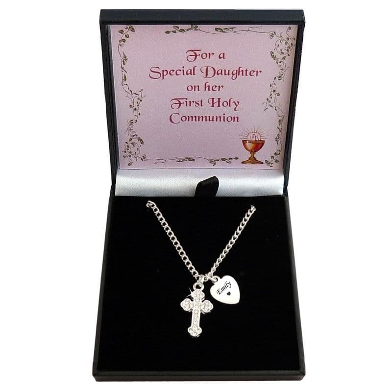 Girls Personalised First Holy Communion Necklace, Gift Boxed with Engraving | Jewels 4 Girls