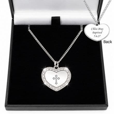 Engraved Heart Baptism Necklace