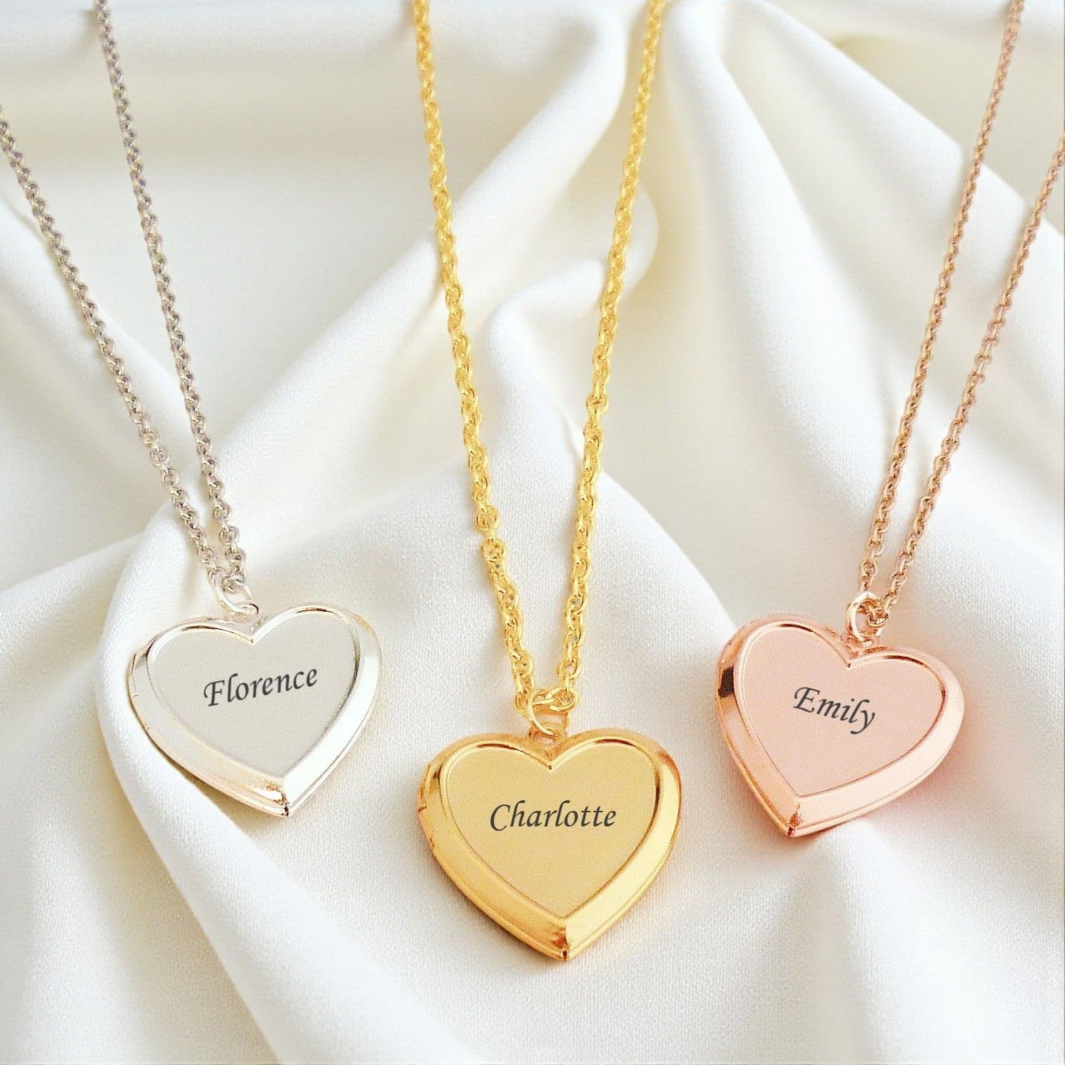 Engraved Locket Collar Custom Engrave Silver Heart Locket Necklace
