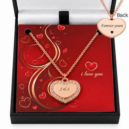Engraved Heart Necklace for Valentines Day, Rose Gold (1)