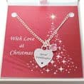 Engraved Heart Necklace with Birthstone for Christmas | Jewels 4 Girls