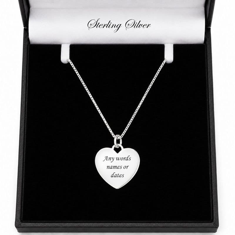 Silver Personalised Necklace with Engraved Heart | Jewels 4 Girls