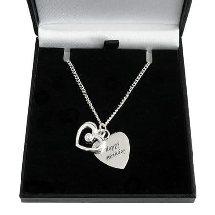 Engraved Heart with Open Heart Personalised Necklace