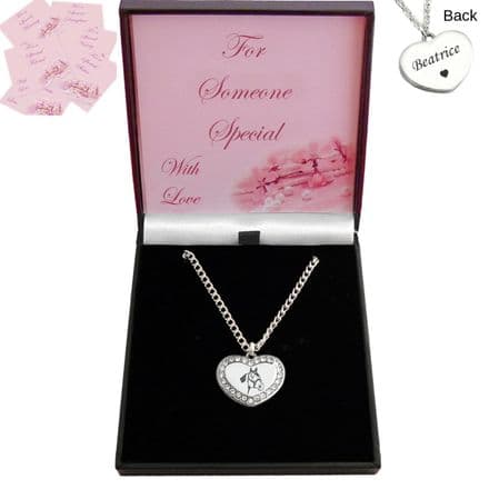 Engraved Horse Head on Heart Necklace