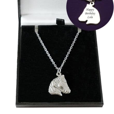 Engraved Horse Necklace, Gift Boxed