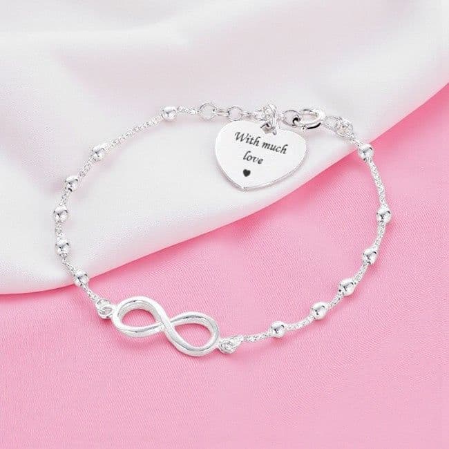 Infinity Link Bracelet for Best Friend, Stg Silver with Engraving