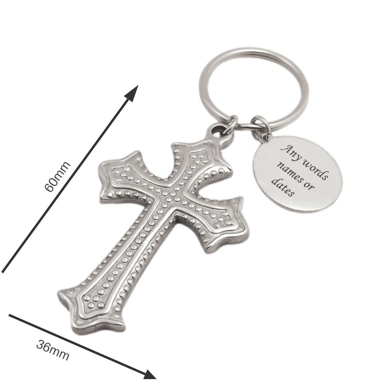 Engraved Large Cross Keyring with Engraving, Catholic, Christian Gift ...