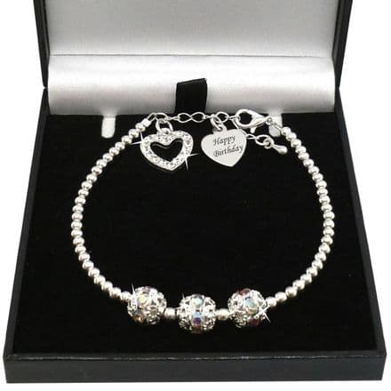 Engraved Silver Beads Bracelet with Engraving, Personalised Gift