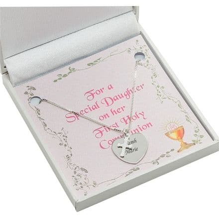 Engraved Silver Communion Necklace in Gift Box