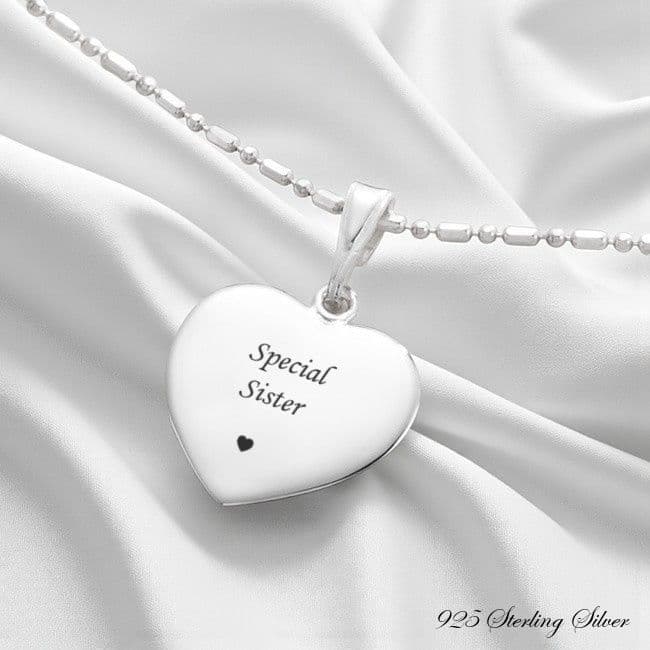 Engraved Silver Necklace for Sister, Ball Link Chain Jewels
