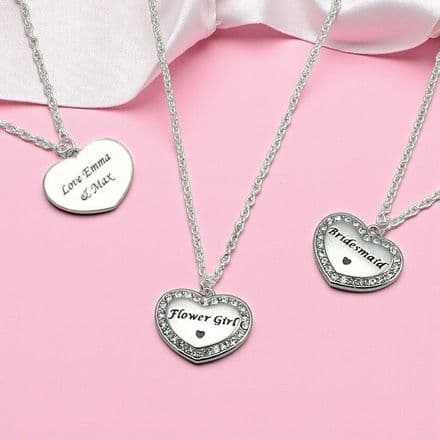Engraved Sparkly Necklace Bridesmaid, Flower Girl etc
