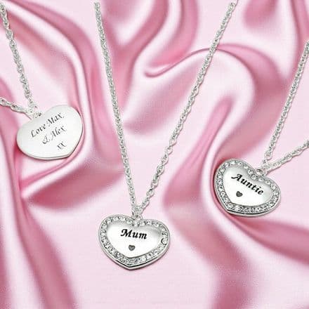 Engraved Sparkly Necklace Mum, Auntie etc