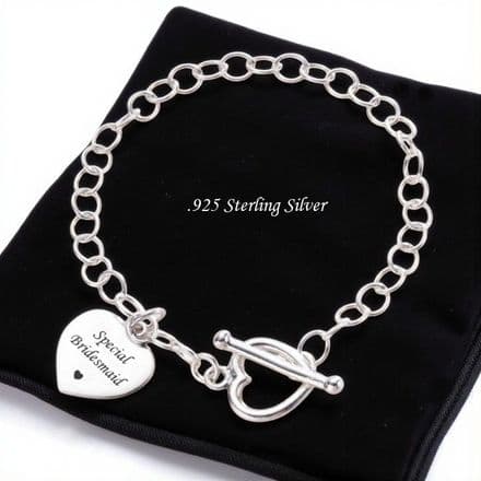 Engraved Sterling Silver Charm Bracelet, Bridesmaid Gift