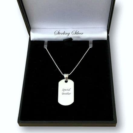 Engraved Sterling Silver Dogtag Necklace, Small