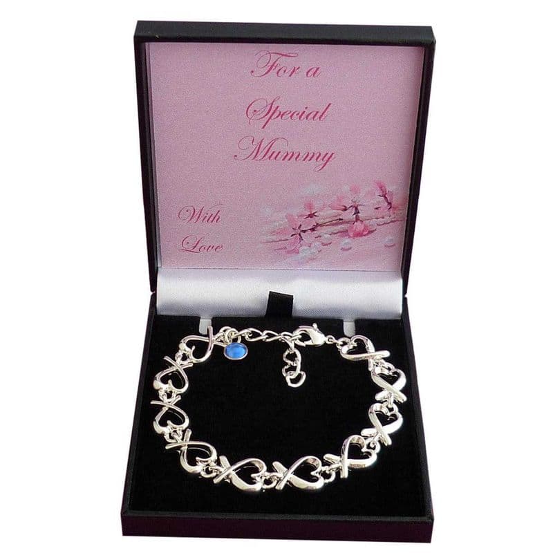 Eternal Hearts Bracelet, Birthstone, Gift for Mum or Mummy | Jewels 4 Girls