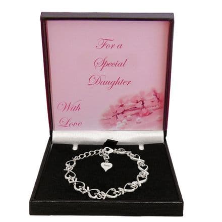 Eternal Hearts Bracelet with Engraved Silver Tag for Mum, Daughter etc
