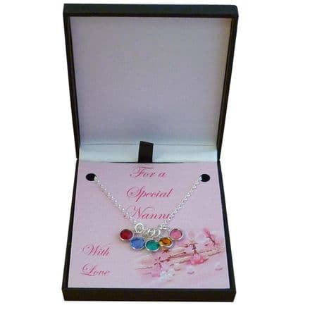 Family Birthstone Necklace for Mum, Mummy, Nanny etc
