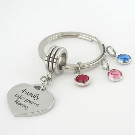 Family Birthstones Keyring with Engraving