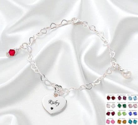 Fantasia Birthstone Bracelet with Engraving