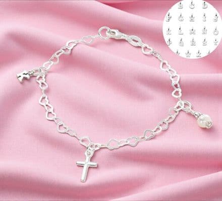 Fantasia Bracelet with Letter Charm and Cross