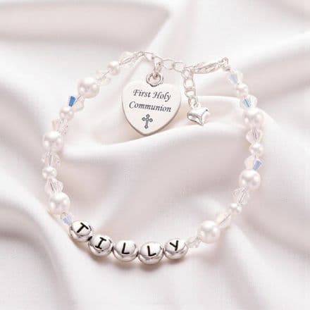 First Communion Bracelet with Name & Engraving