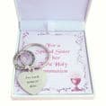 First Holy Communion Heart Keyring with Engraving | Jewels 4 Girls