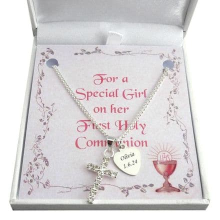First Holy Communion Necklace with Engraving and Gift Box