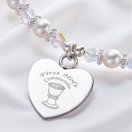 First Holy Communion Pearl & Crystal Necklace