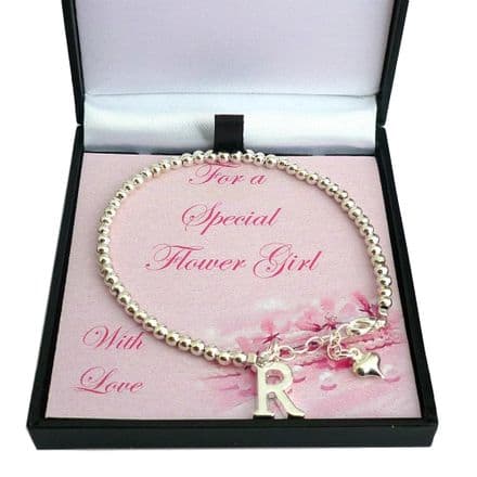Flower Girl Bracelet with Letter Charm