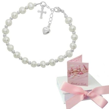 Freshwater Pearl Communion Bracelet, Stg Silver