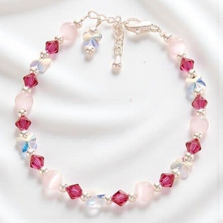 Fuchsia Crystals and Butterflies Bracelet