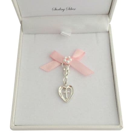 Gift Boxed Cross in Heart Charm